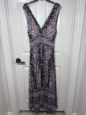 Anthropologie Maeve Giulietta Maxi Dress Women’s L Black Botanical